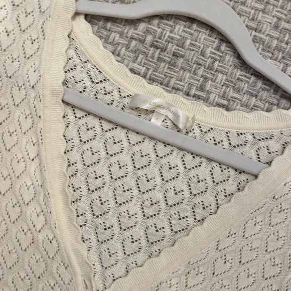 LoveShackFancy Cropped Pointelle Cardigan In Ivory - Picture 2 of 3